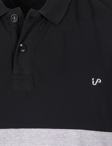 Men's Polo Shirt Black-GreyMelange-Navy Colour Block