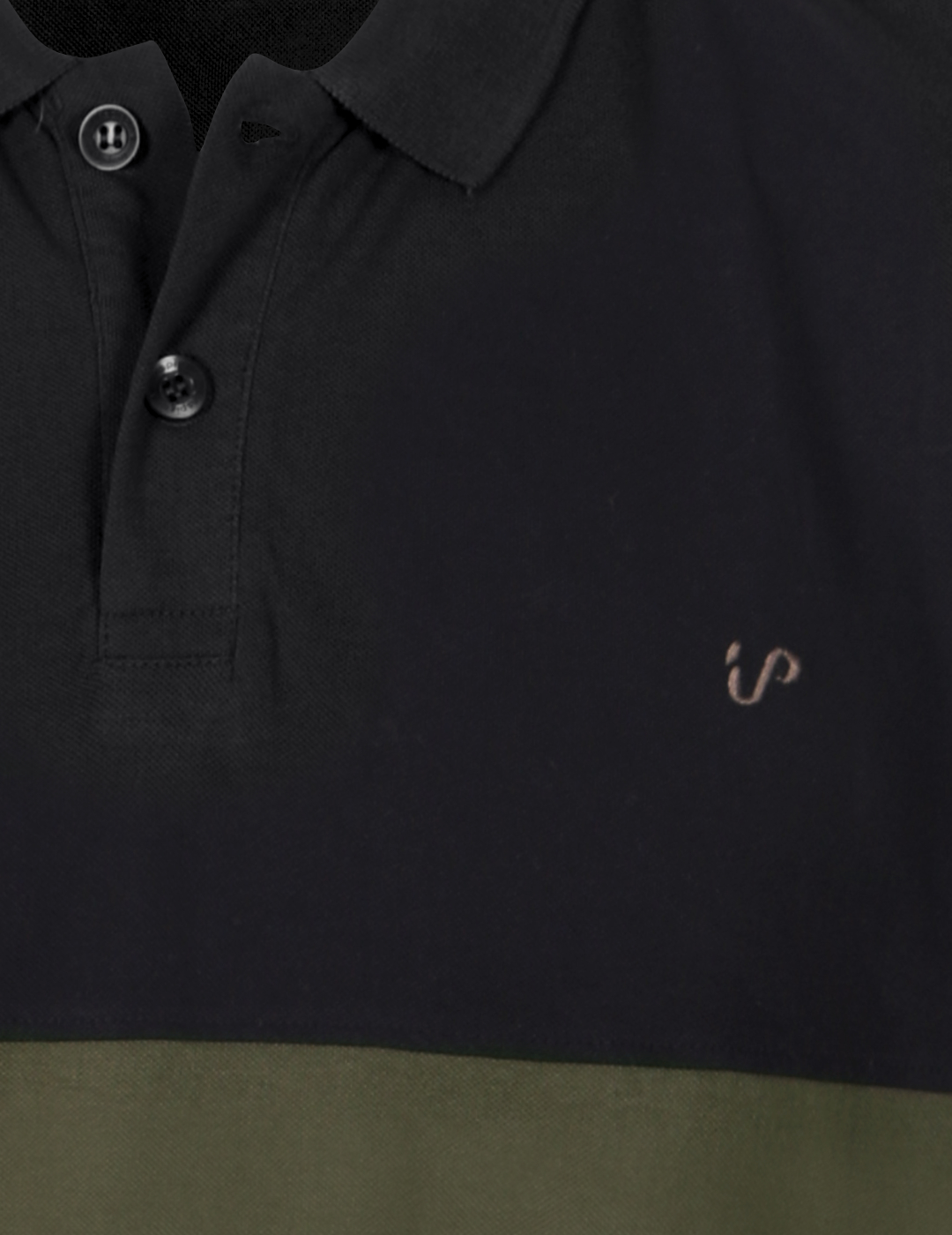 Men's Polo Shirt Black-Olive Colour Block