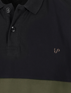 Men's Polo Shirt Black-Olive Colour Block