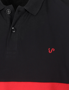 Men's Polo Shirt Black-Red Colour Block