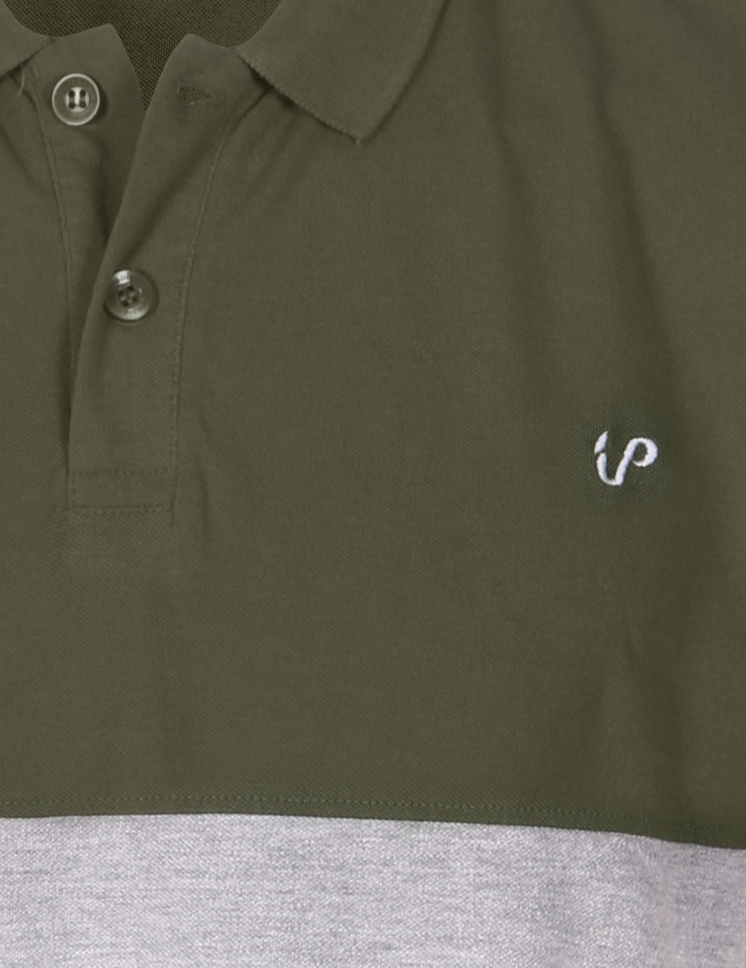 Men's Polo Shirt Olive-GreyMelange Colour Block