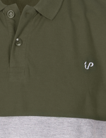 Load image into Gallery viewer, Men&#39;s Polo Shirt Olive-GreyMelange Colour Block
