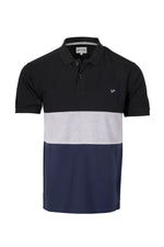 Load image into Gallery viewer, Men&#39;s Polo Shirt Black-GreyMelange-Navy Colour Block
