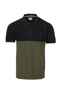 Men's Polo Shirt Black-Olive Colour Block