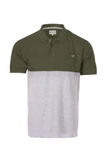 Load image into Gallery viewer, Men&#39;s Polo Shirt Olive-GreyMelange Colour Block
