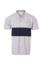 Load image into Gallery viewer, Men&#39;s Polo Shirt GreyMelange -Navy Colour Block
