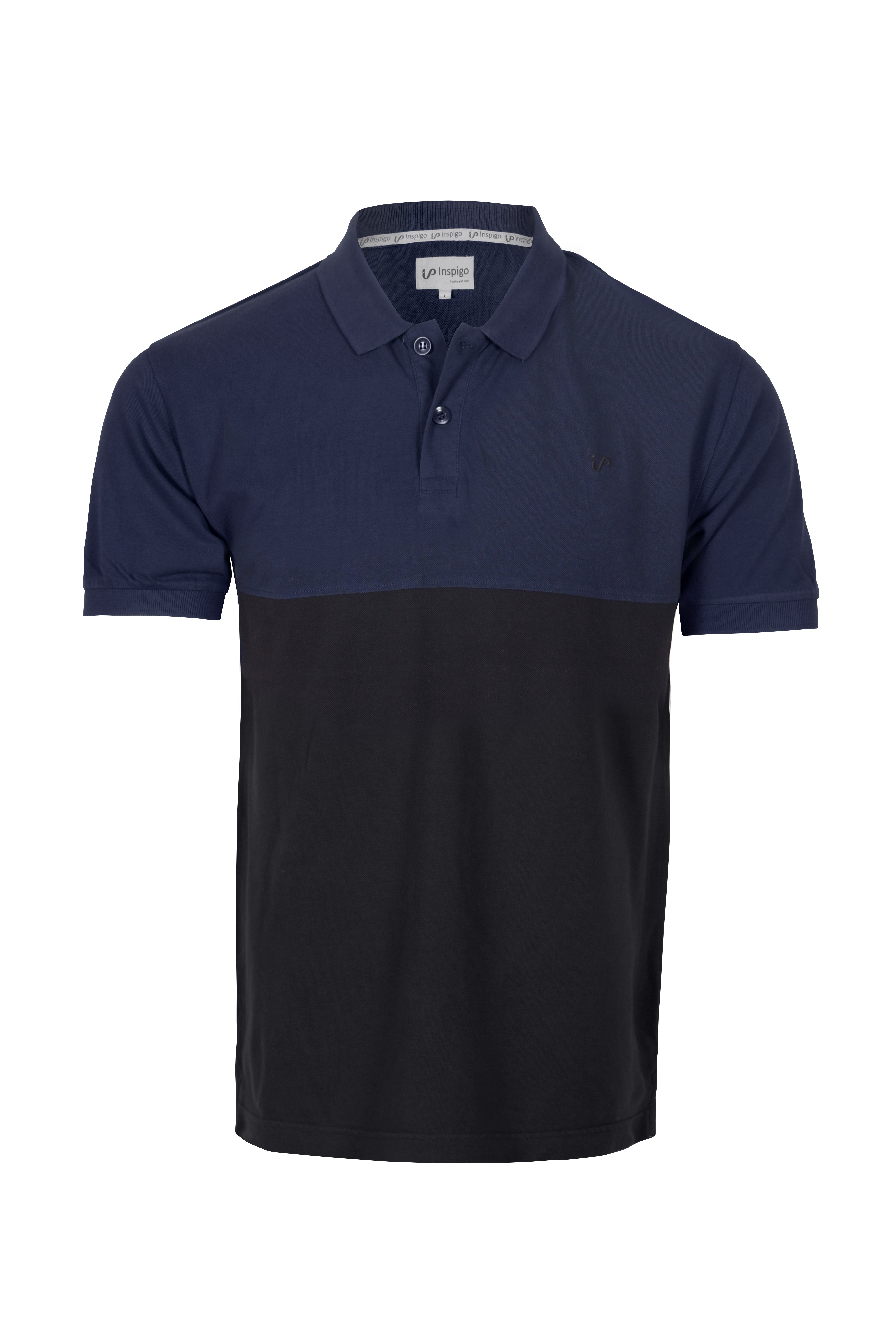 Men's Polo Shirt Navy-Black Colour Block