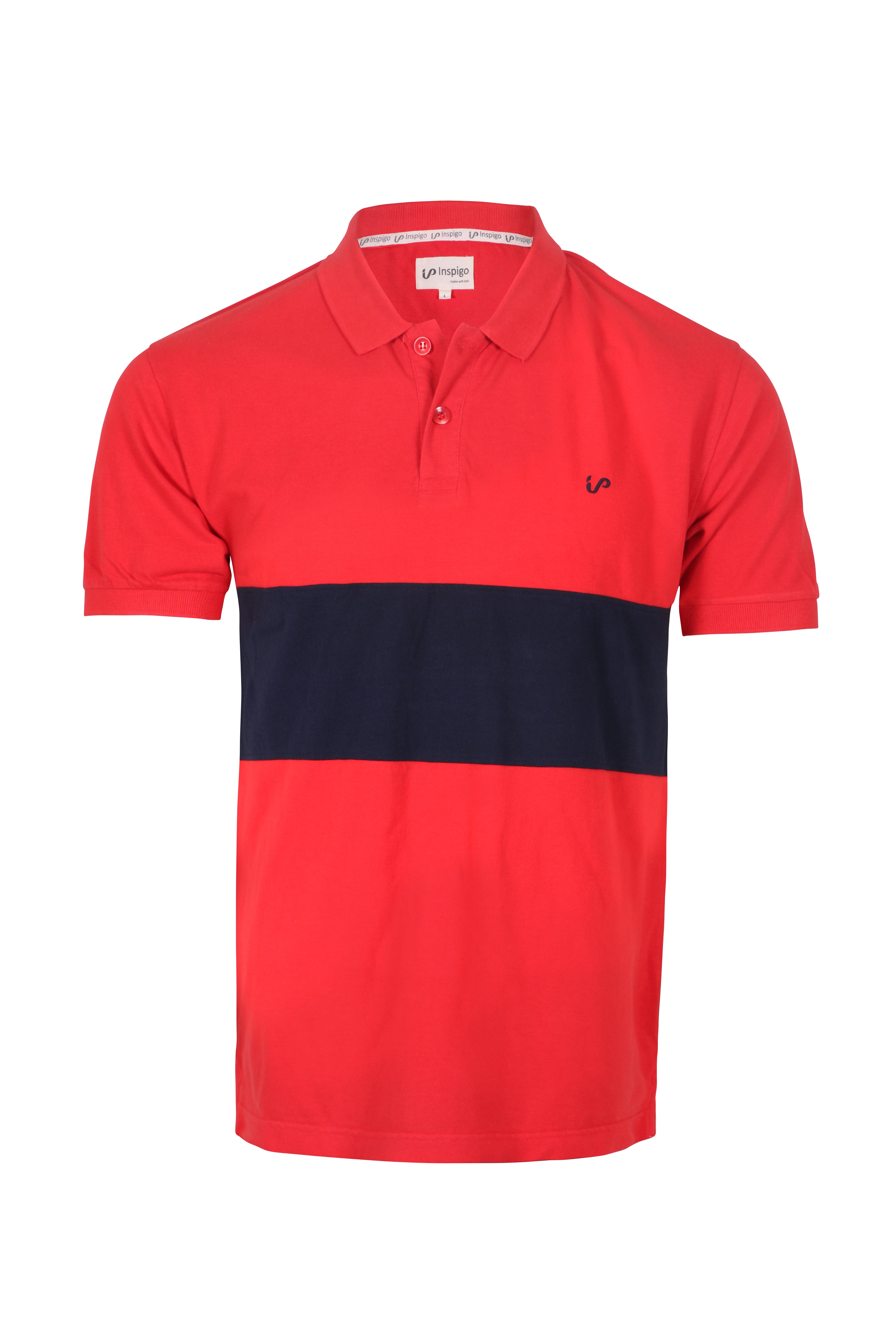 Men's Polo Shirt Red-Navy Colour Block