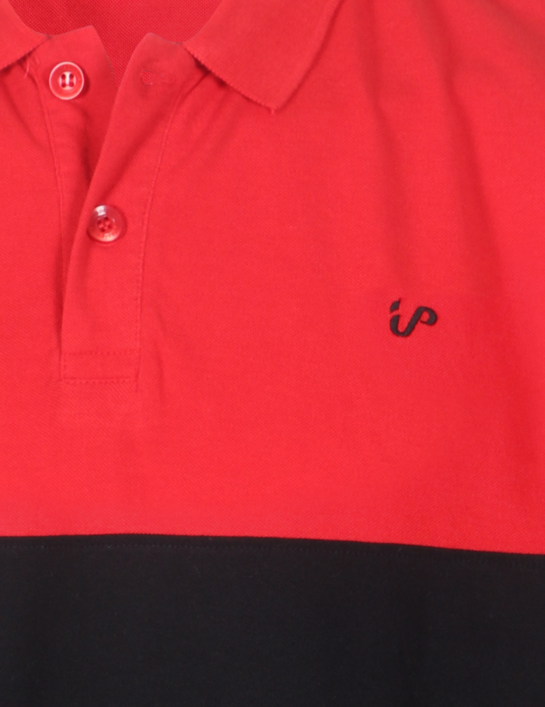 Men's Polo Shirt Red-Black-GreyMelange Colour Block